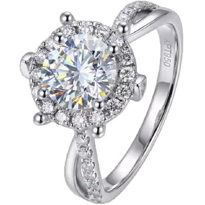 蒂芙星钻18K金培育钻石戒指女轻奢高级感皇室庄园一克拉铂金钻戒