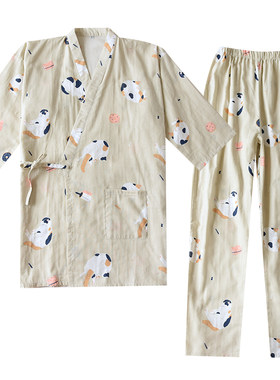 家居服男女款夏棉纱情侣