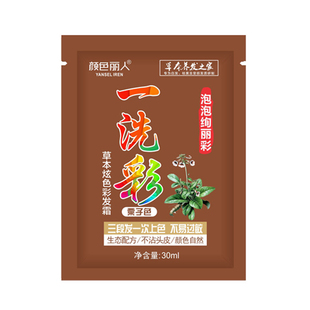 彩色袋装一洗黑染发剂 植物盖白发一洗黑袋装小包装泡泡沫染发膏