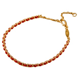 金包银红绳编织手链2026本命年女轻奢高级感金色链条手饰送礼首选