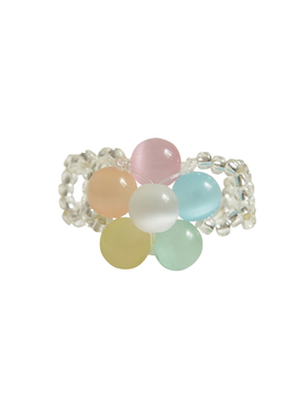 童趣风猫眼石浪漫花朵戒指浪漫