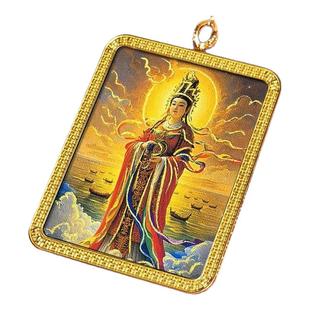 手绘描金唐卡妈祖娘娘五爷药师释迦摩尼吊坠项链挂件民族风嘎乌盒