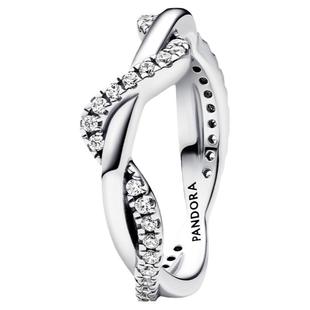 Pandora潘多拉闪耀交缠波浪戒指Pavé密镶精致礼物