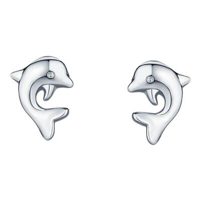 周六福海豚耳钉S925银耳环女银耳针简约送女友节日礼物