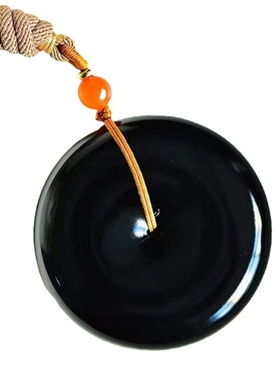 手镯平安扣黑羊脂和田玉墨玉山料