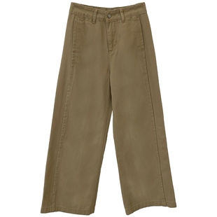 老钱风无弹高腰显瘦阔腿裤女秋冬长裤2025新款裤子宽松直筒牛仔裤