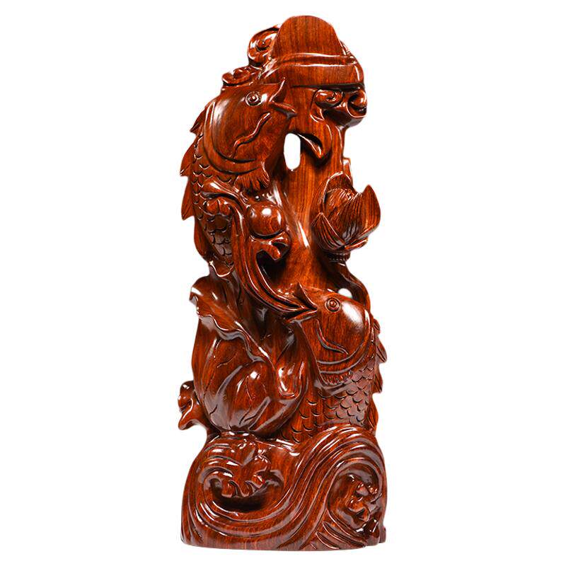 中式年年有余花梨实木根雕装饰品