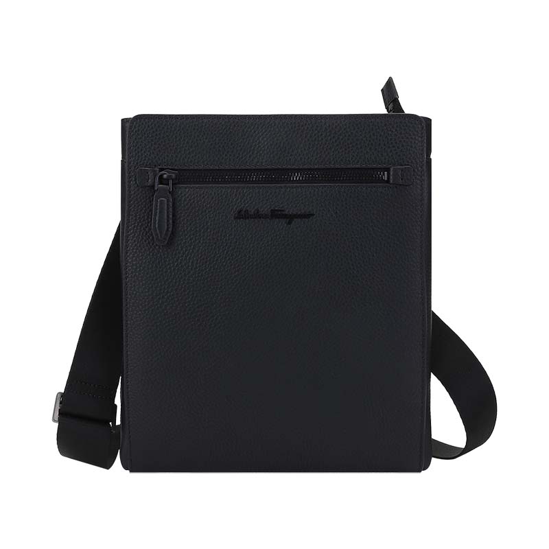 【自营】Ferragamo/菲拉格慕男士浸胶牛皮单肩斜挎邮差包240131