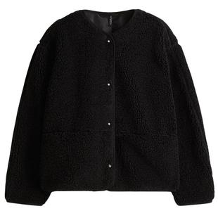 HM女装短外套春季小香风保暖泰迪绒单排扣夹克1294648