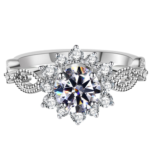 【雪精灵】梵蒂彩莫桑S925银镶嵌戒指D色定制款式女款银戒指