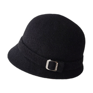 羊毛呢帽子女士秋冬新款显脸小礼帽赫本风法式优雅复古渔夫帽盆帽