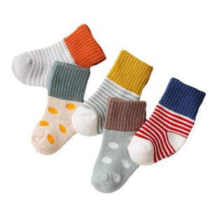 婴儿袜子秋冬棉加厚毛圈袜加绒保暖男童女童宝宝中筒加厚笑脸棉袜