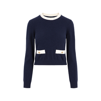 MARYLING蓝白撞色针织套头衫