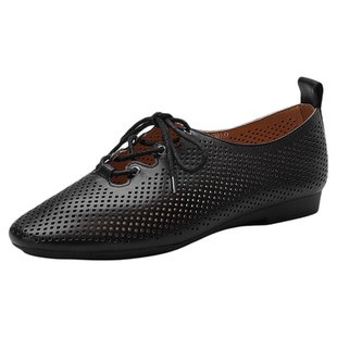 MILLIE'S/妙丽通勤休闲复古风系带浅口单鞋女2026春款黑色平底鞋