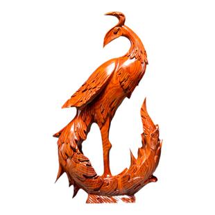 花梨木雕凤凰摆件实木吉祥家居电视柜摆设装饰工艺品新婚新居送礼