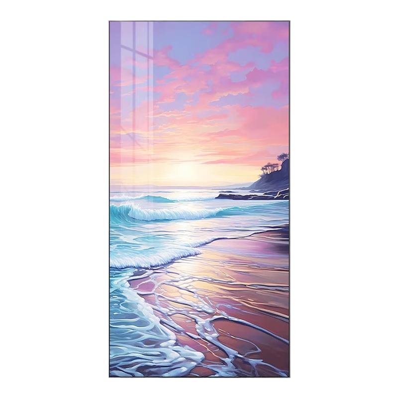 海景玄关装饰画现代简约竖版客厅过道壁画北欧大气高级感过道壁画