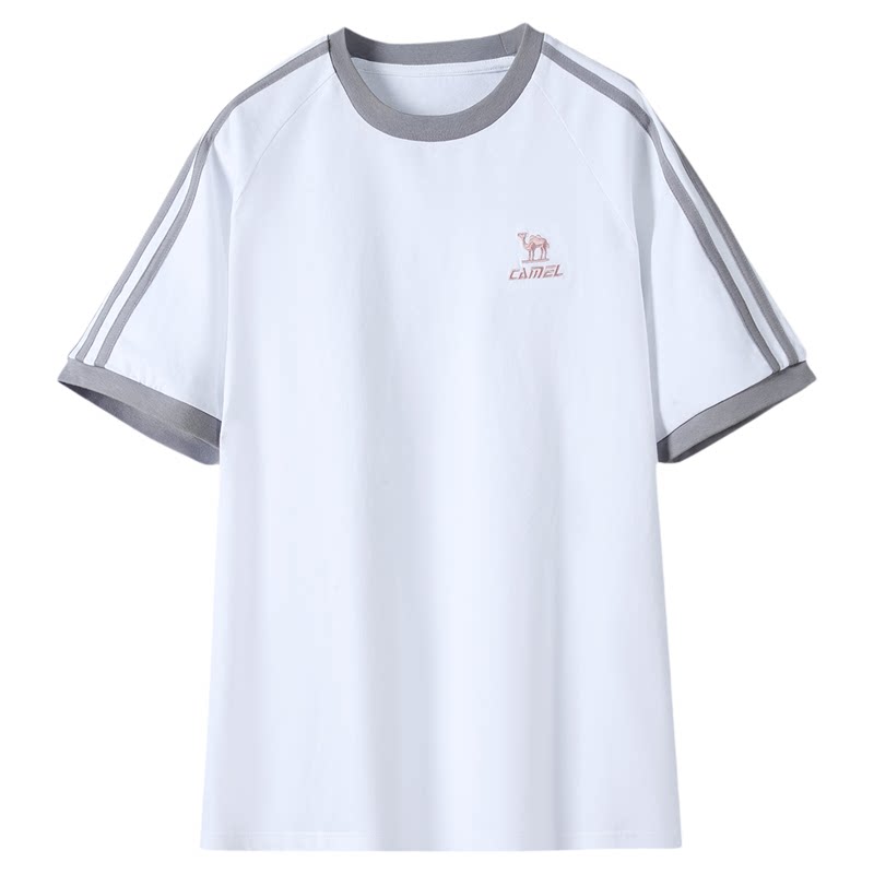 骆驼纯棉T恤女春夏季短袖圆领情侣新款复古宽松运动休闲上衣男