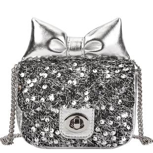 【商场同款】巴拉巴拉儿童休闲包女童蝴蝶结闪银斜跨背包时尚可爱