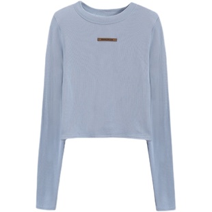 2025秋冬季内搭洋气长袖紧身短款上衣设计感小众高腰打底衫T恤女