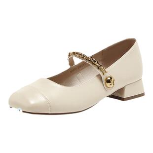 百思图春夏商场新款质感皮面玛丽珍小皮鞋舒适软底女单鞋M1031CQ4