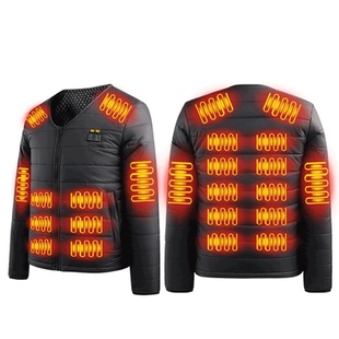 冬季中老年电加热棉衣发热V领大码充电棉袄登山滑雪防寒内胆衣服