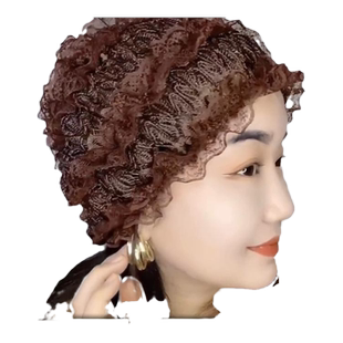 春夏薄款遮白发帽妈妈帽孔雀帽蕾丝帽时尚美人帽方便假发帽居家帽