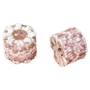 铜镀厚银保色镶双排锆7MM隔珠手工diy手链项链粉锆紫锆车轮珠子