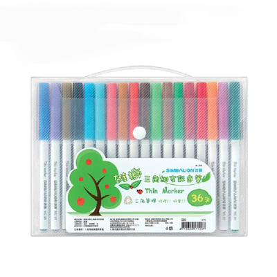 雄狮122436色三角形细杆水彩笔