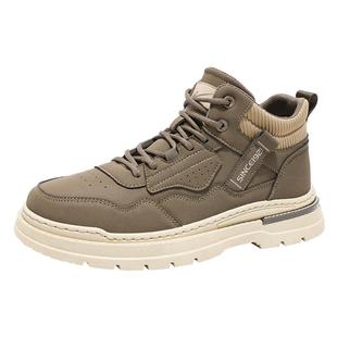 双星工装男鞋2025新款冬季加绒保暖棉鞋防滑厚底耐磨高帮马丁皮靴