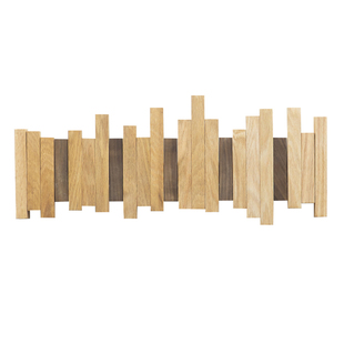 原木智工坊钢琴键黑胡桃衣挂钩白橡木衣帽木条墙壁创意隐形置物架