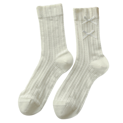 芭蕾风miu系袜子女蝴蝶结中筒袜