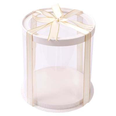 圆形开窗透明蛋糕盒8寸黑色白色10寸单层双层加高透明纸盒蛋糕盒