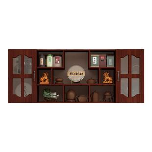 简约壁挂式博古架防尘玻璃带门客厅墙上多宝阁红酒摆件茶具置物架