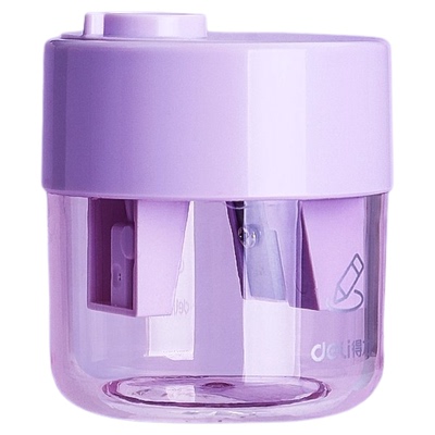 【粗细都能削】得力双孔卷笔器二合一旋转出孔粗细两用学生文具VB152小学生铅笔刀手动可调粗细儿童削笔器