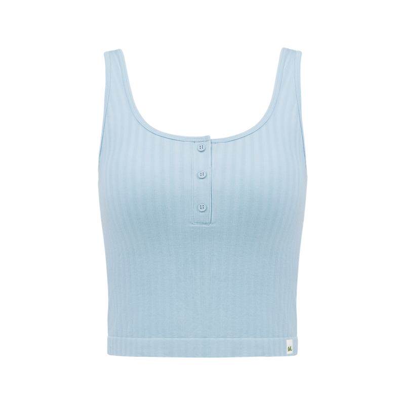 半练纽扣罗纹宽肩带背心遮挡副乳