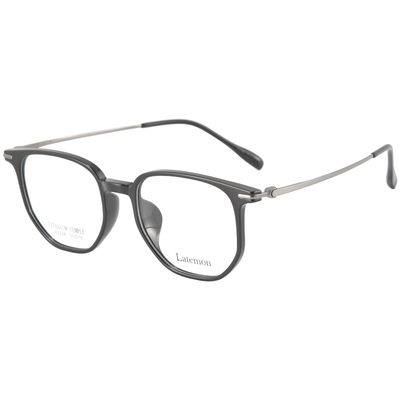 Latemon浪特梦眼镜素颜几何多边黑框近视眼镜框舒适钛镜腿L83228