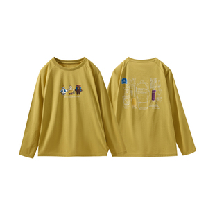 Q21蒲公英排汗速干透气T恤男女童长袖春季新款印花打底上衣亲子款