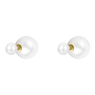 925银针法式复古双面珍珠耳饰