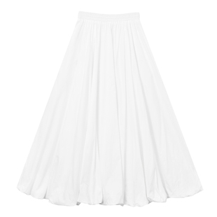 秋冬半身裙花苞裙休闲纯色半身裙中腰百搭白色长裙中长款时尚大摆