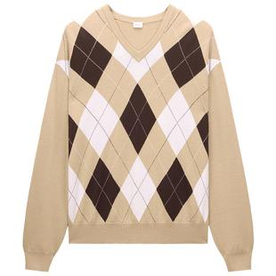 【特享折扣】Woolmark认证欧时力 100%羊毛菱格毛衣2025秋季新品