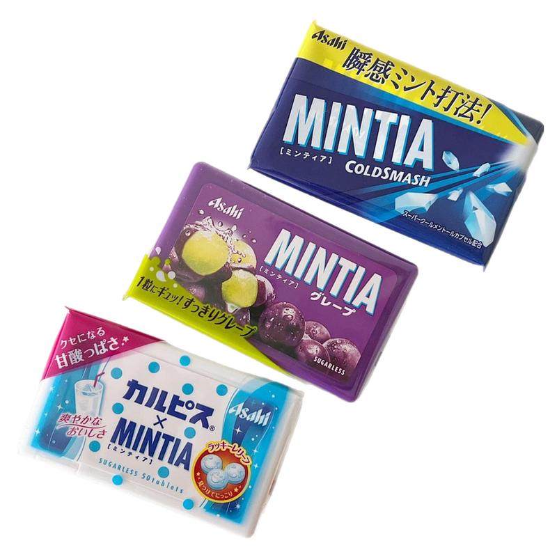 保持清新!日本朝日MINTIA糖果清爽薄荷糖果清凉口气润喉糖小圆糖