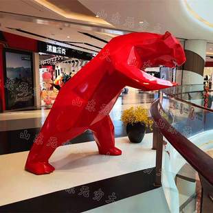 大型户外玻璃钢几何切面卡通动物房地产彩绘商业街景观装 饰品