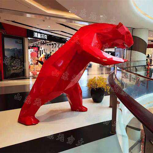 大型户外玻璃钢几何切面卡通动物房地产彩绘商业街景观装饰品