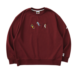 Battles 棒球刺绣圆领卫衣420g重磅美式宽松休闲基础套头多色