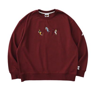 棒球刺绣Battles圆领卫衣