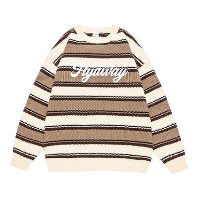 GOGOSOON毛衣男秋冬新款圆领条纹针织衫上衣北极绒撞色时尚潮