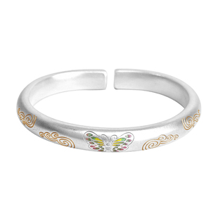 大克重蝴蝶银手镯女9999纯实心款马蹄镯年轻款银镯子妈妈生日礼物