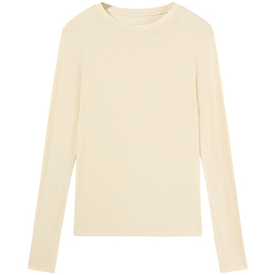 【杨幂同款】Miss Sixty纯棉长袖T恤女修身简约打底衫内搭上衣