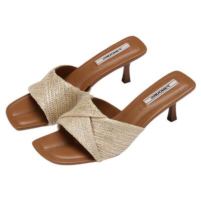 73hours贵气编辑方圆头凉拖鞋