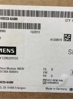 议价全新6SL3100-0BE23-6AB0 西门子S120电源模块6SL31OO-OBE23-6